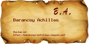 Barancsy Achilles névjegykártya